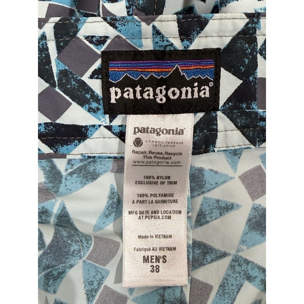 Patagonia Board Shorts Mens 38 Blue Nylon Geometric Surf Beach Gorpcore Coastal - Picture 2 of 16